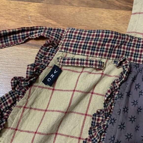 Nancy's Nook Tie Apron Farm House Star Brown Blue Plaid Kitchen India 4th July - Picture 8 of 11